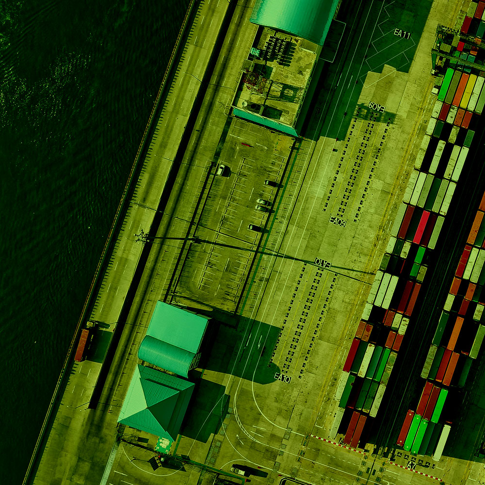 Aerial view of a ship carrying products